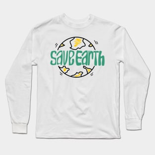 save the earth themed minimalist illustration Long Sleeve T-Shirt